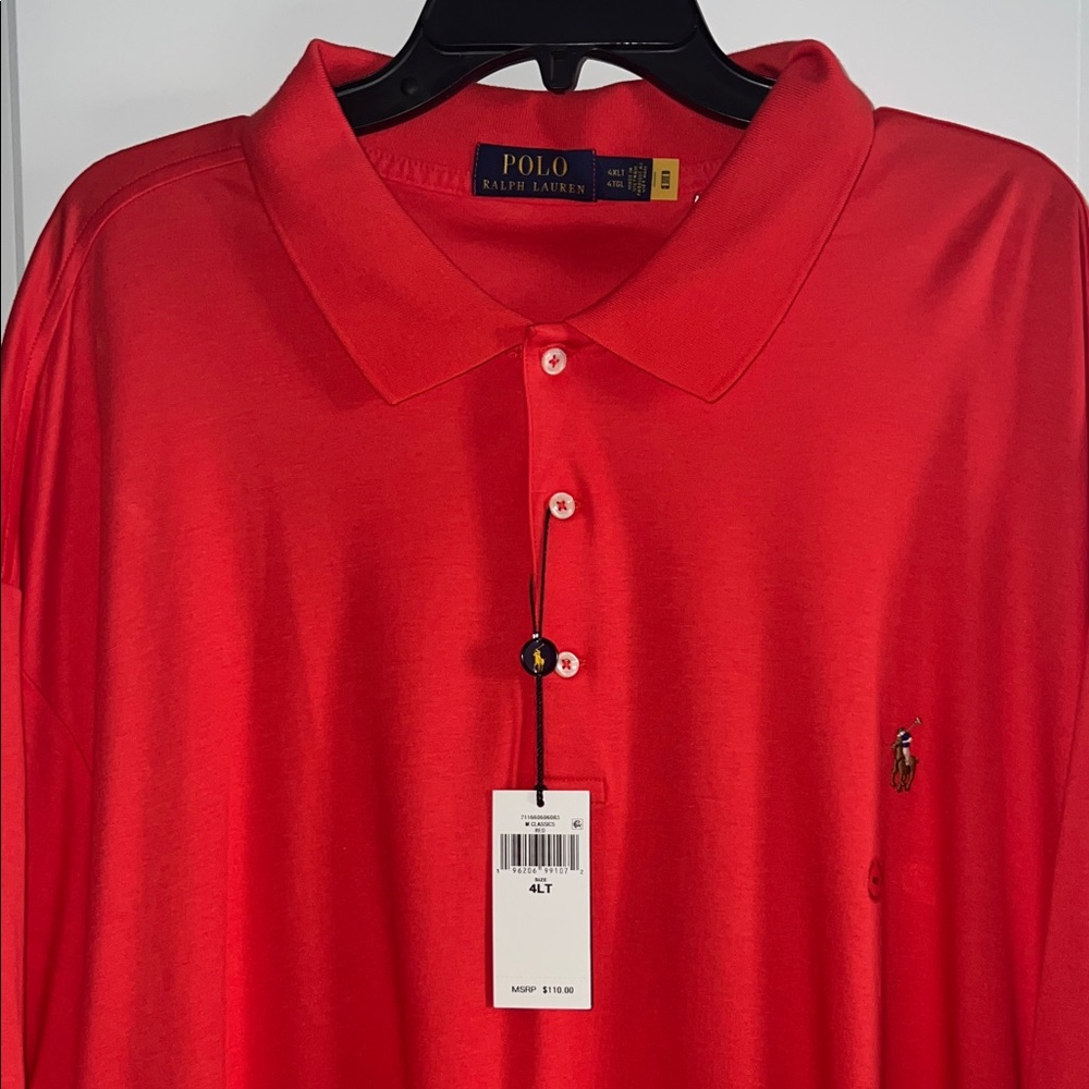 Polo Ralph Lauren Men's Vibrant Red Polo Shirt size 4XLT